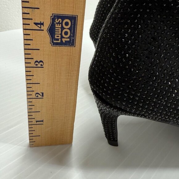Azalea Wang Nerola Black Rhinestone Ankle Boots Size 10 Pointed Toe Kitten Heel - Picture 8 of 13